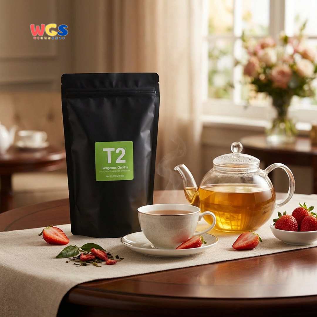 T2 Gorgeous Geisha Loose Leaf Green Tea 250g - Teh Hijau Premium Rasa Stroberi dan Cream