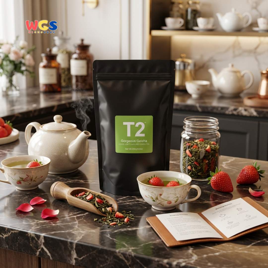 T2 Gorgeous Geisha Loose Leaf Green Tea 250g - Teh Hijau Premium Rasa Stroberi dan Cream