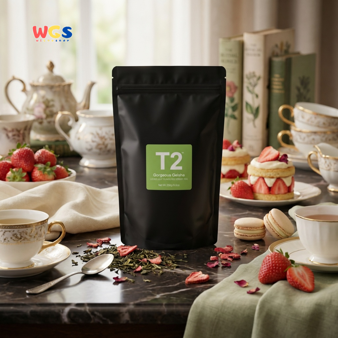 T2 Gorgeous Geisha Loose Leaf Green Tea 250g - Teh Hijau Premium Rasa Stroberi dan Cream