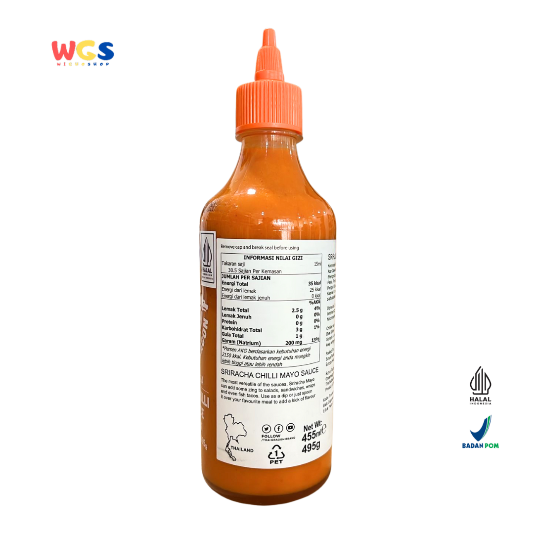 THAI DRAGON Sriracha Chilli Mayo Sauce 455ml | Saus Mayo Pedas Gurih Thailand Halal Premium