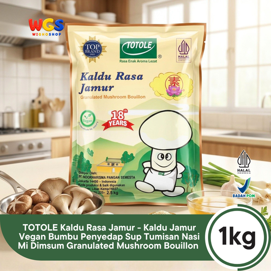 TOTOLE Kaldu Rasa Jamur 1kg - Kaldu Jamur Vegan Bumbu Penyedap Sup Tumisan Nasi Mi Dimsum Granulated Mushroom Bouillon