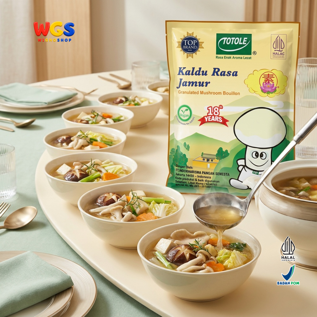 TOTOLE Kaldu Rasa Jamur 1kg - Kaldu Jamur Vegan Bumbu Penyedap Sup Tumisan Nasi Mi Dimsum Granulated Mushroom Bouillon