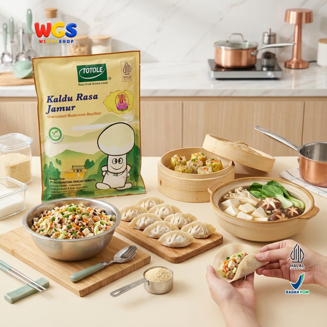 TOTOLE Kaldu Rasa Jamur 1kg - Kaldu Jamur Vegan Bumbu Penyedap Sup Tumisan Nasi Mi Dimsum Granulated Mushroom Bouillon