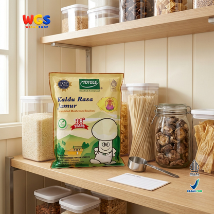 TOTOLE Kaldu Rasa Jamur 1kg - Kaldu Jamur Vegan Bumbu Penyedap Sup Tumisan Nasi Mi Dimsum Granulated Mushroom Bouillon