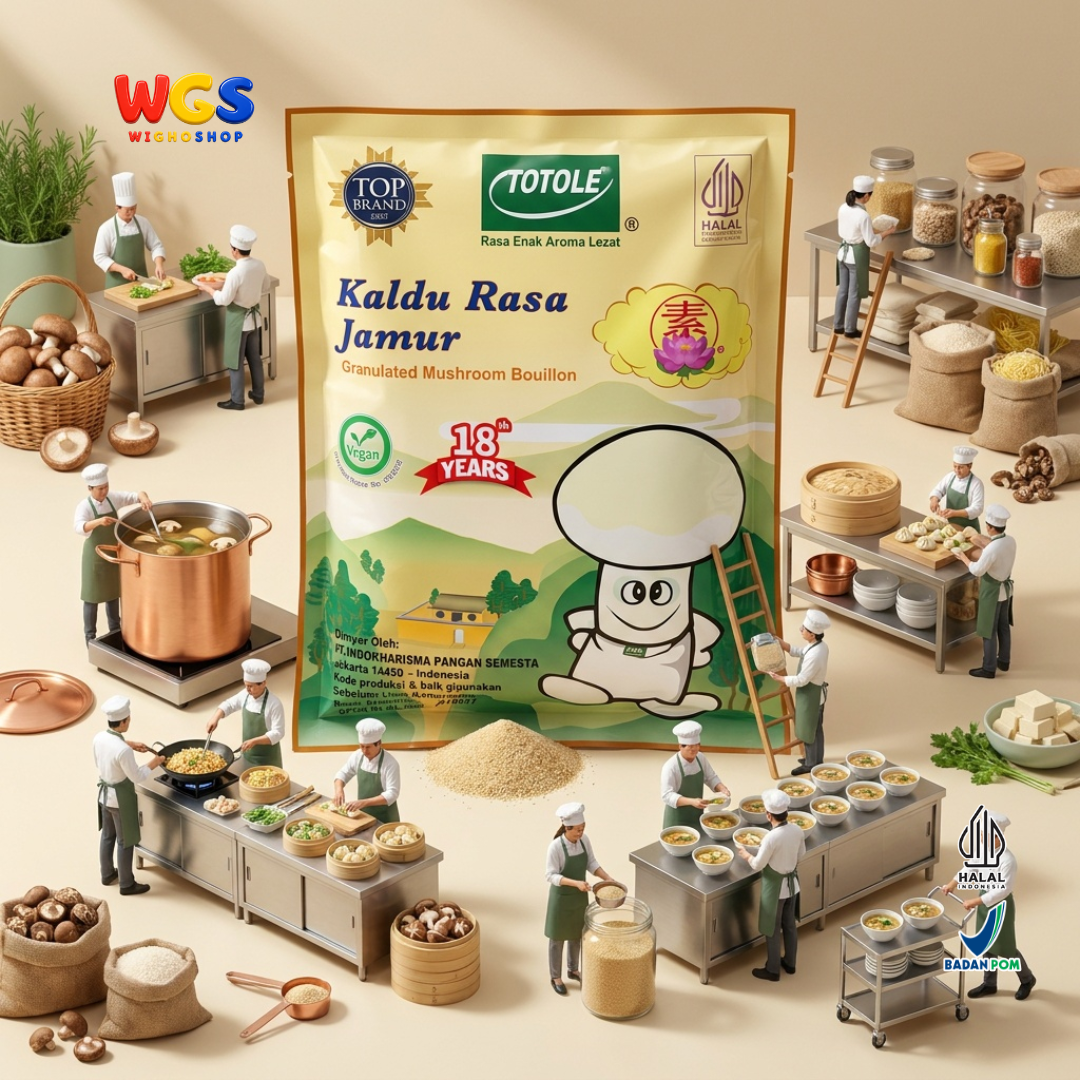 TOTOLE Kaldu Rasa Jamur 1kg - Kaldu Jamur Vegan Bumbu Penyedap Sup Tumisan Nasi Mi Dimsum Granulated Mushroom Bouillon