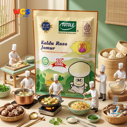 TOTOLE Kaldu Rasa Jamur 200g - Kaldu Jamur Vegan Bumbu Penyedap Sup Tumisan Nasi Mi Dimsum Granulated Mushroom Bouillon