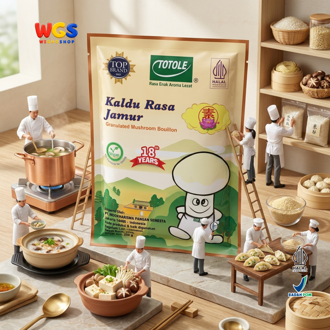 TOTOLE Kaldu Rasa Jamur 400g - Kaldu Jamur Vegan Bumbu Penyedap Sup Tumisan Nasi Mi Dimsum Granulated Mushroom Bouillon