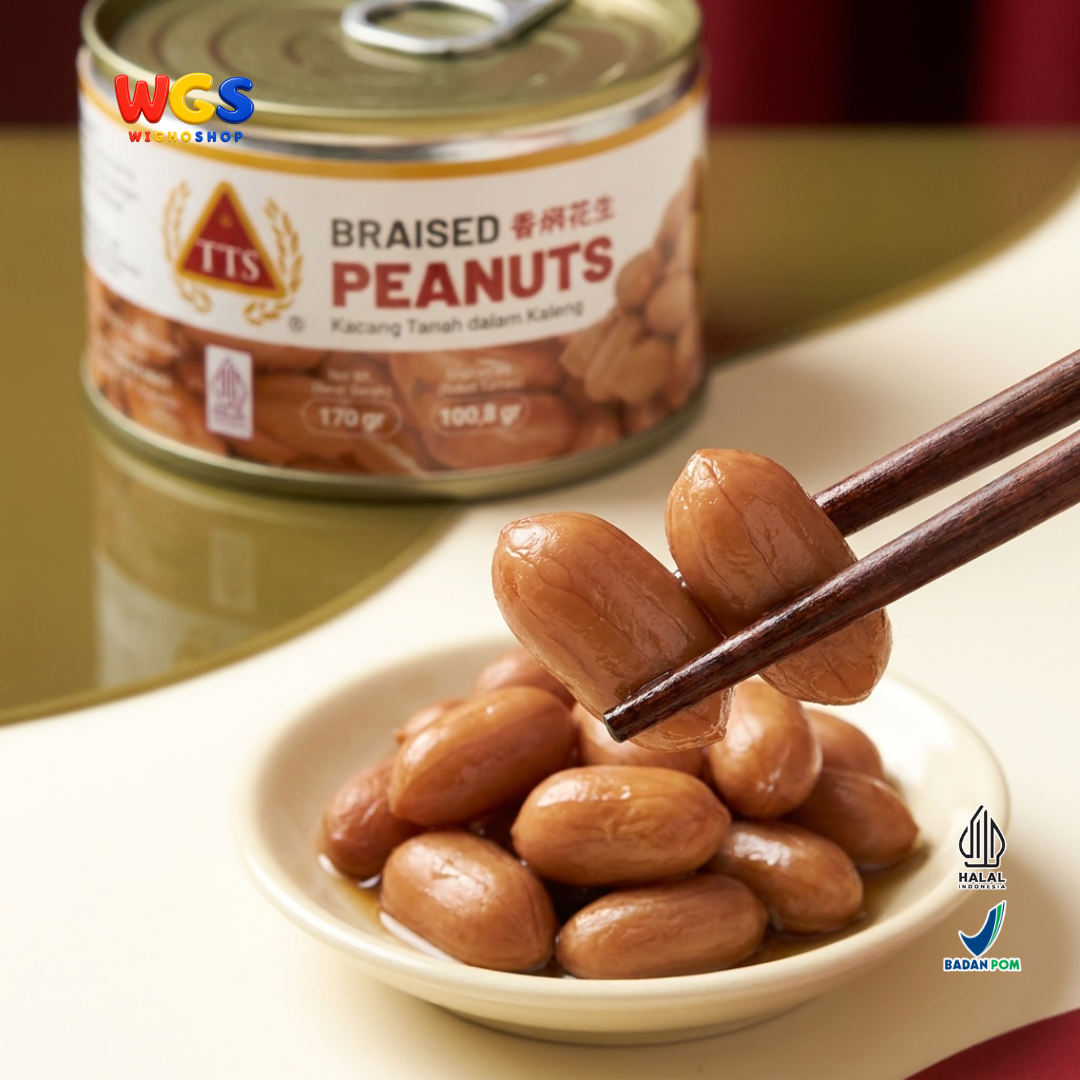 TTS Kacang Tanah dalam Kaleng 170g - Braised Peanuts Bumbu Kecap Lauk Pendamping Bubur Salad Camilan Gurih