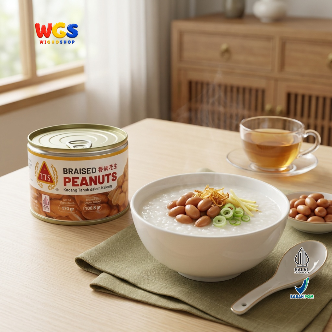 TTS Kacang Tanah dalam Kaleng 170g - Braised Peanuts Bumbu Kecap Lauk Pendamping Bubur Salad Camilan Gurih