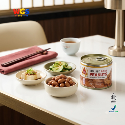 TTS Kacang Tanah dalam Kaleng 170g - Braised Peanuts Bumbu Kecap Lauk Pendamping Bubur Salad Camilan Gurih