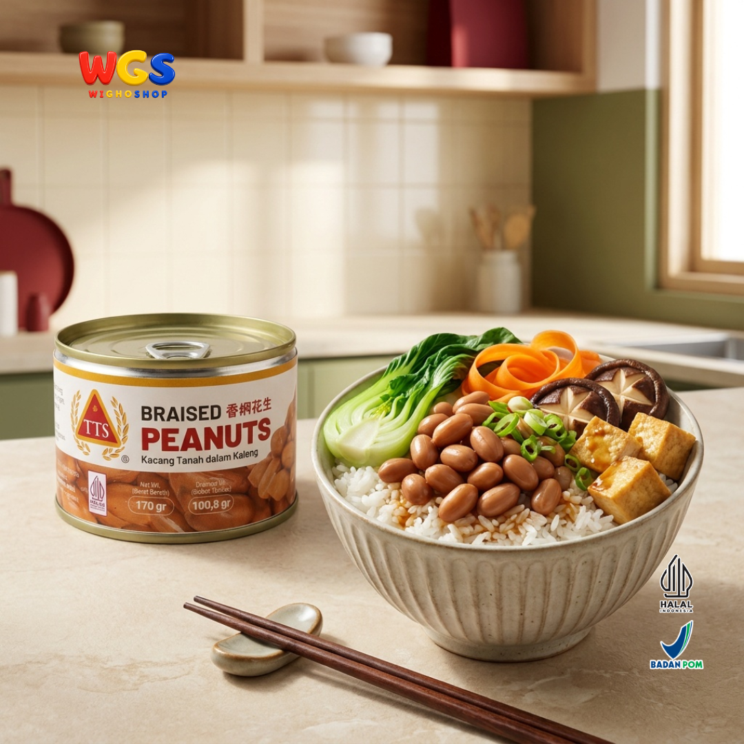 TTS Kacang Tanah dalam Kaleng 170g - Braised Peanuts Bumbu Kecap Lauk Pendamping Bubur Salad Camilan Gurih