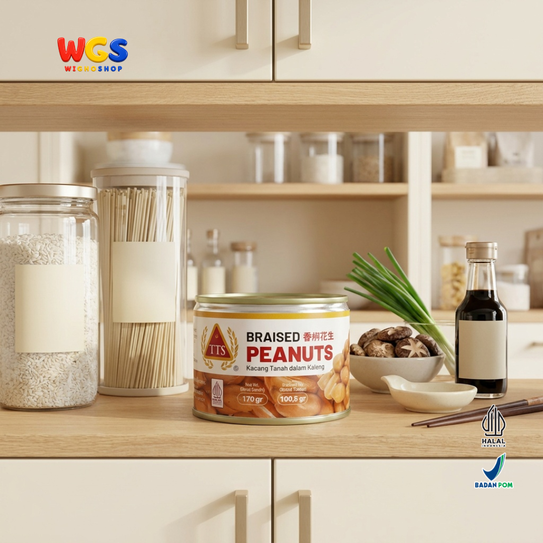 TTS Kacang Tanah dalam Kaleng 170g - Braised Peanuts Bumbu Kecap Lauk Pendamping Bubur Salad Camilan Gurih
