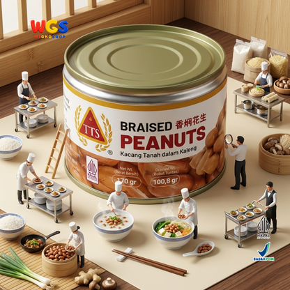 TTS Kacang Tanah dalam Kaleng 170g - Braised Peanuts Bumbu Kecap Lauk Pendamping Bubur Salad Camilan Gurih