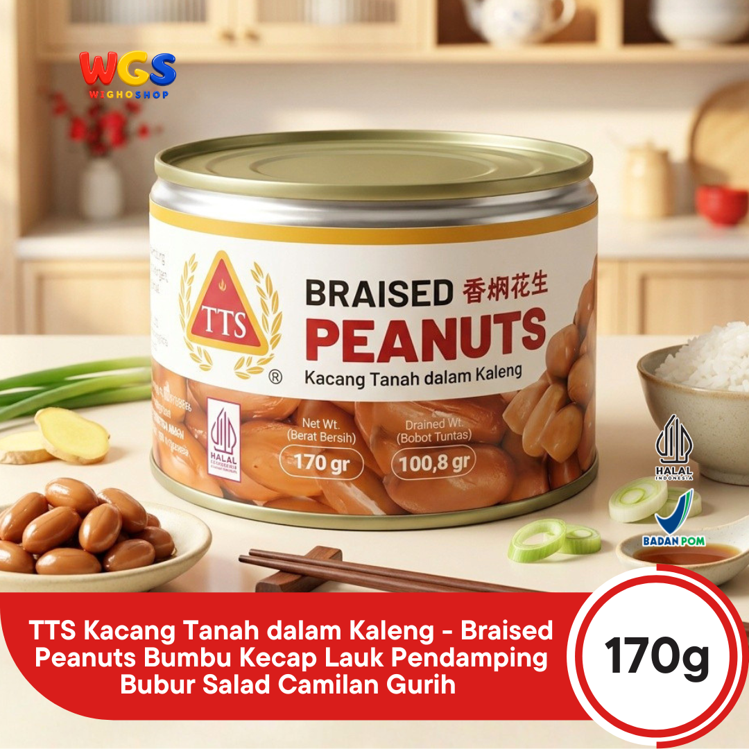 TTS Kacang Tanah dalam Kaleng 170g - Braised Peanuts Bumbu Kecap Lauk Pendamping Bubur Salad Camilan Gurih