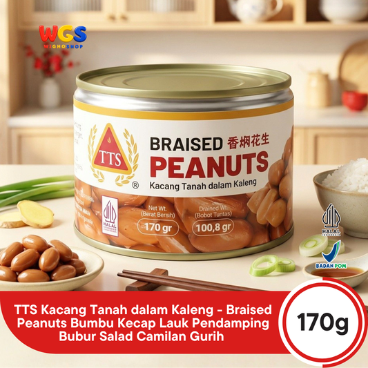 TTS Kacang Tanah dalam Kaleng 170g - Braised Peanuts Bumbu Kecap Lauk Pendamping Bubur Salad Camilan Gurih