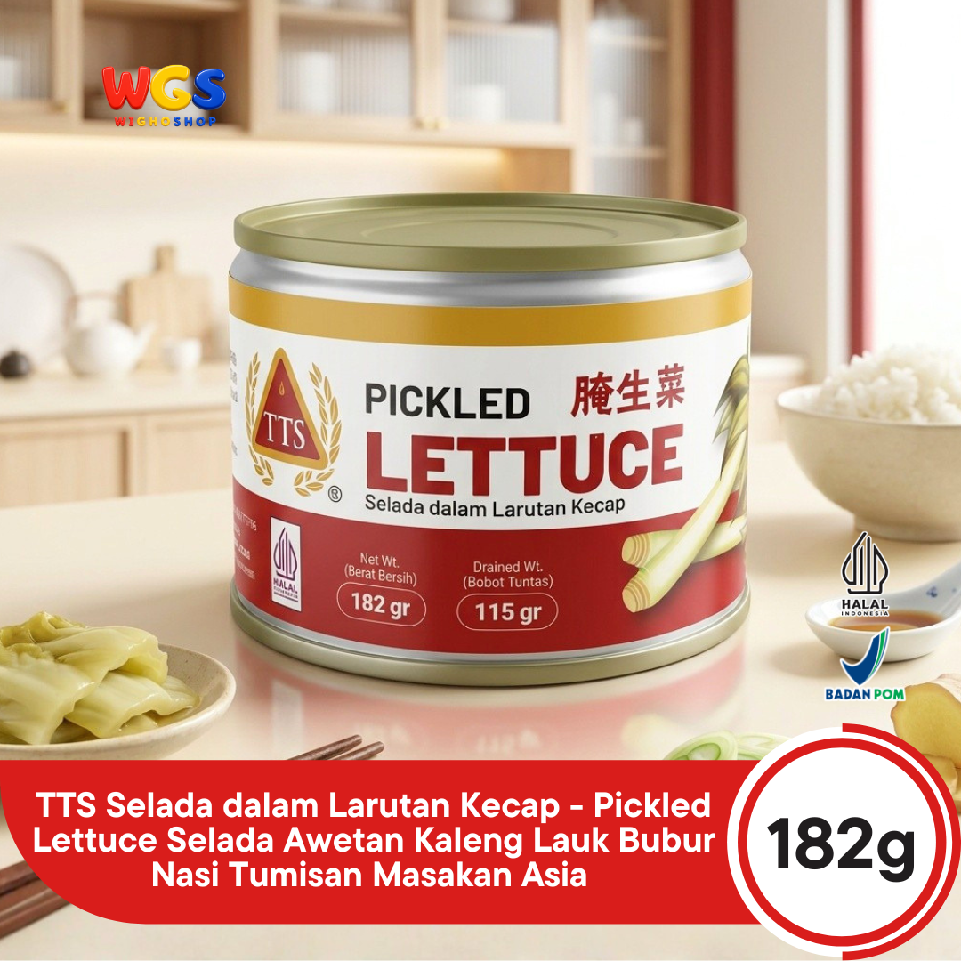 TTS Selada dalam Larutan Kecap 182g - Pickled Lettuce Selada Awetan Kaleng Lauk Bubur Nasi Tumisan Masakan Asia