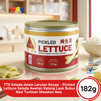 TTS Selada dalam Larutan Kecap 182g - Pickled Lettuce Selada Awetan Kaleng Lauk Bubur Nasi Tumisan Masakan Asia