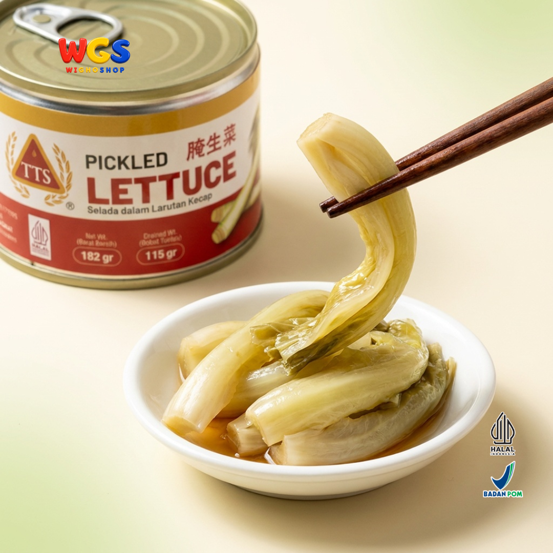 TTS Selada dalam Larutan Kecap 182g - Pickled Lettuce Selada Awetan Kaleng Lauk Bubur Nasi Tumisan Masakan Asia