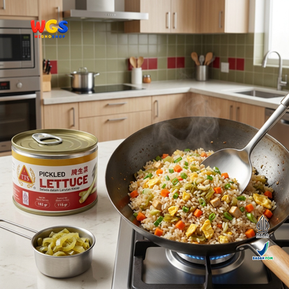 TTS Selada dalam Larutan Kecap 182g - Pickled Lettuce Selada Awetan Kaleng Lauk Bubur Nasi Tumisan Masakan Asia