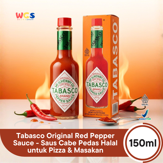 Tabasco Original Red Pepper Sauce 150ml - Saus Cabe Pedas Halal untuk Pizza & Masakan