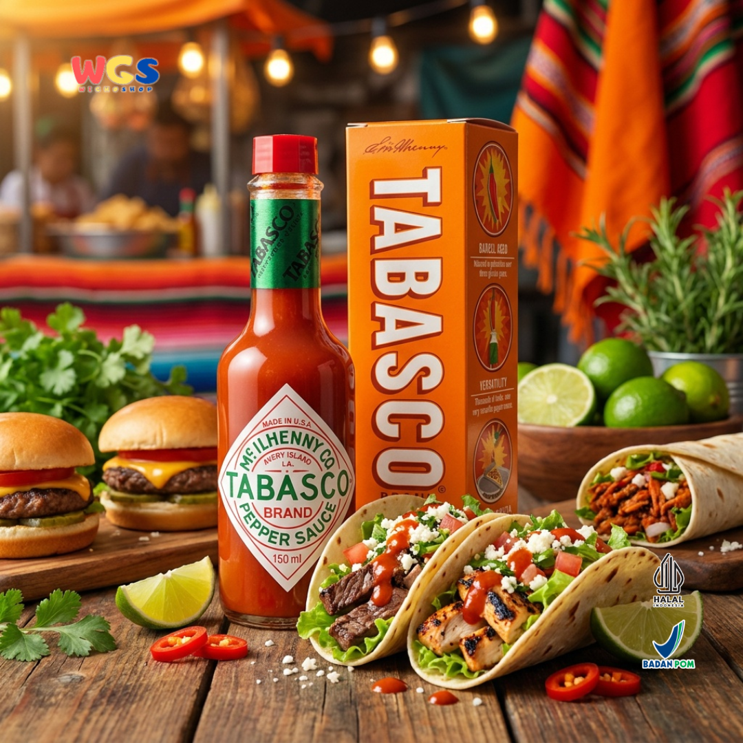 Tabasco Original Red Pepper Sauce 150ml - Saus Cabe Pedas Halal untuk Pizza & Masakan