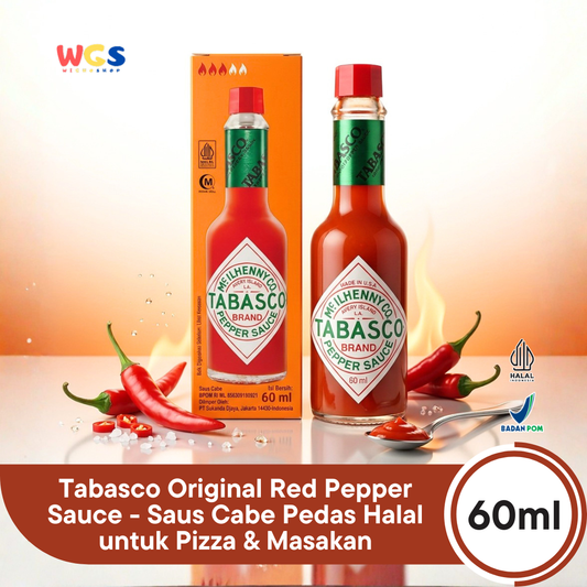 Tabasco Original Red Pepper Sauce 60ml - Saus Cabe Pedas Halal untuk Pizza & Masakan