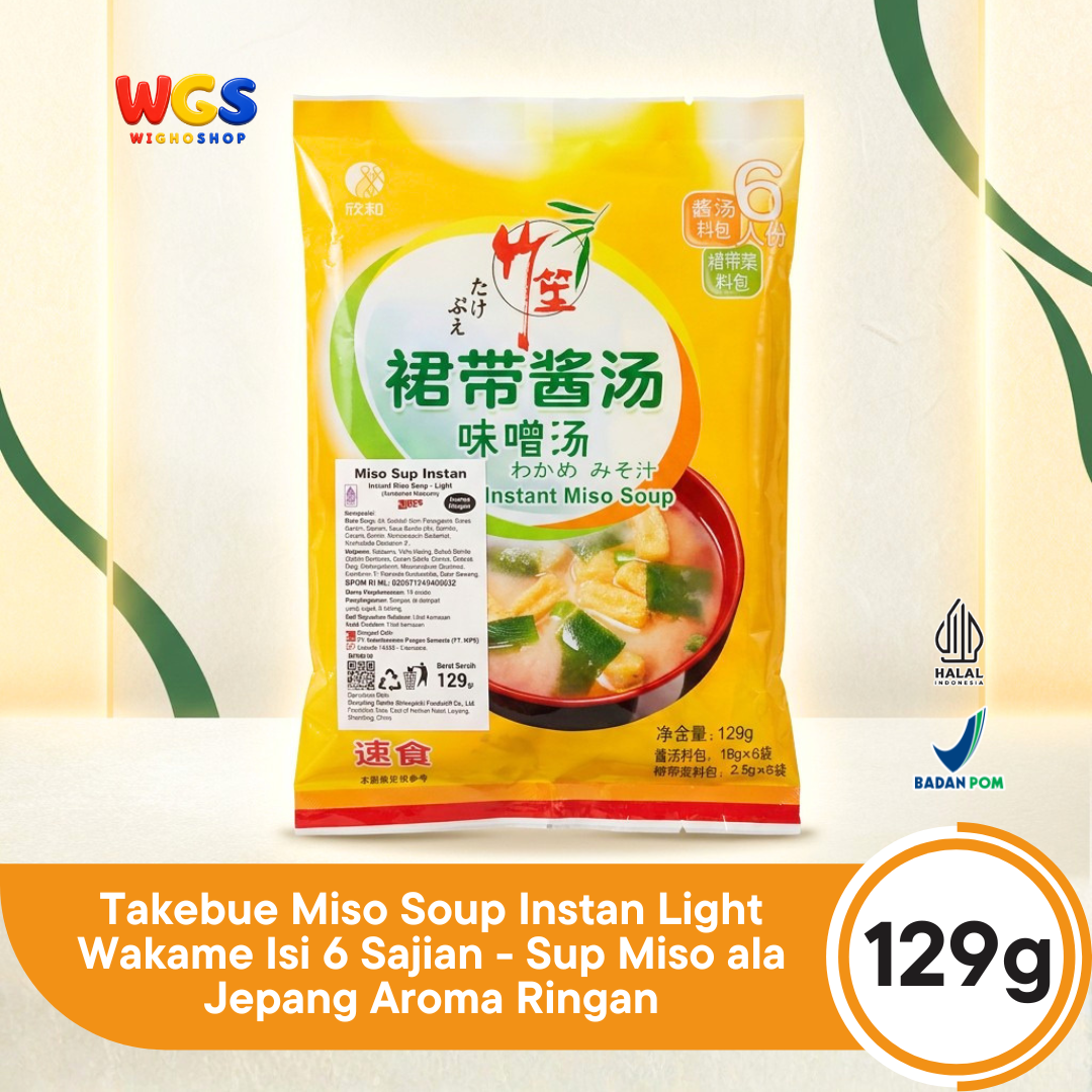 Takebue Miso Soup Instan Light Wakame 129g Isi 6 Sajian - Sup Miso ala Jepang Aroma Ringan