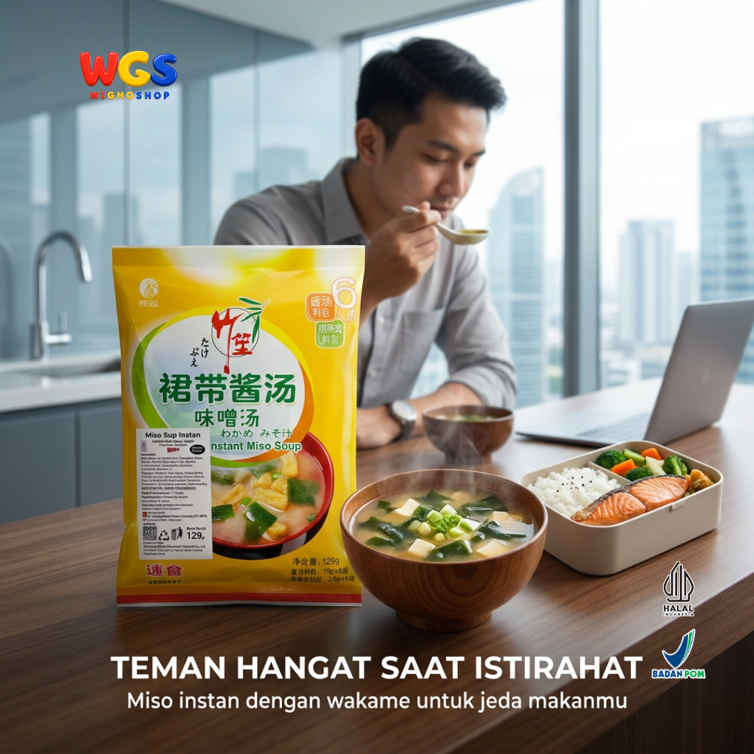 Takebue Miso Soup Instan Light Wakame 129g Isi 6 Sajian - Sup Miso ala Jepang Aroma Ringan