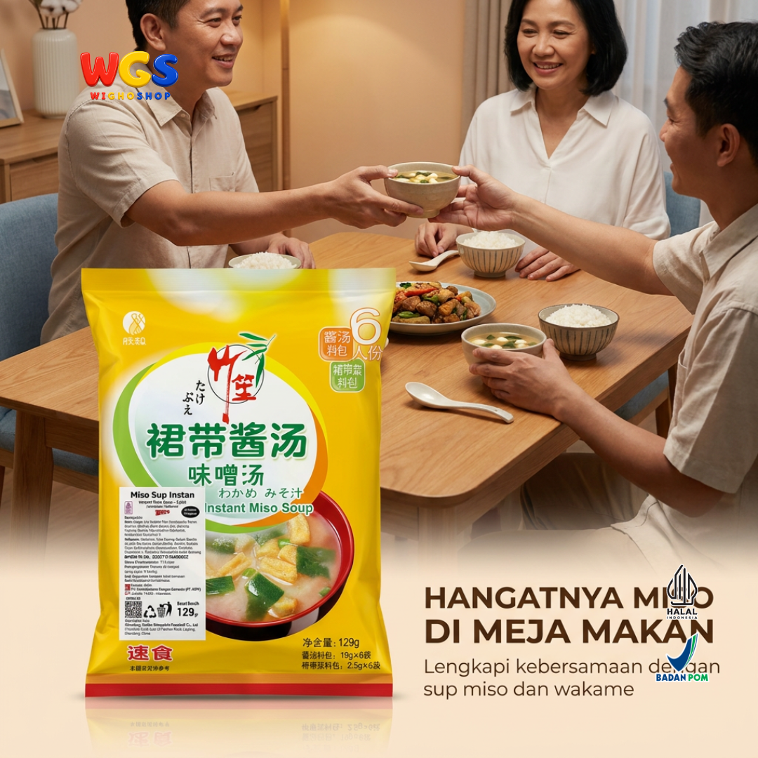 Takebue Miso Soup Instan Light Wakame 129g Isi 6 Sajian - Sup Miso ala Jepang Aroma Ringan