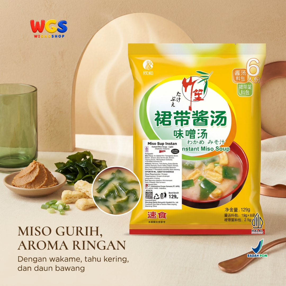 Takebue Miso Soup Instan Light Wakame 129g Isi 6 Sajian - Sup Miso ala Jepang Aroma Ringan