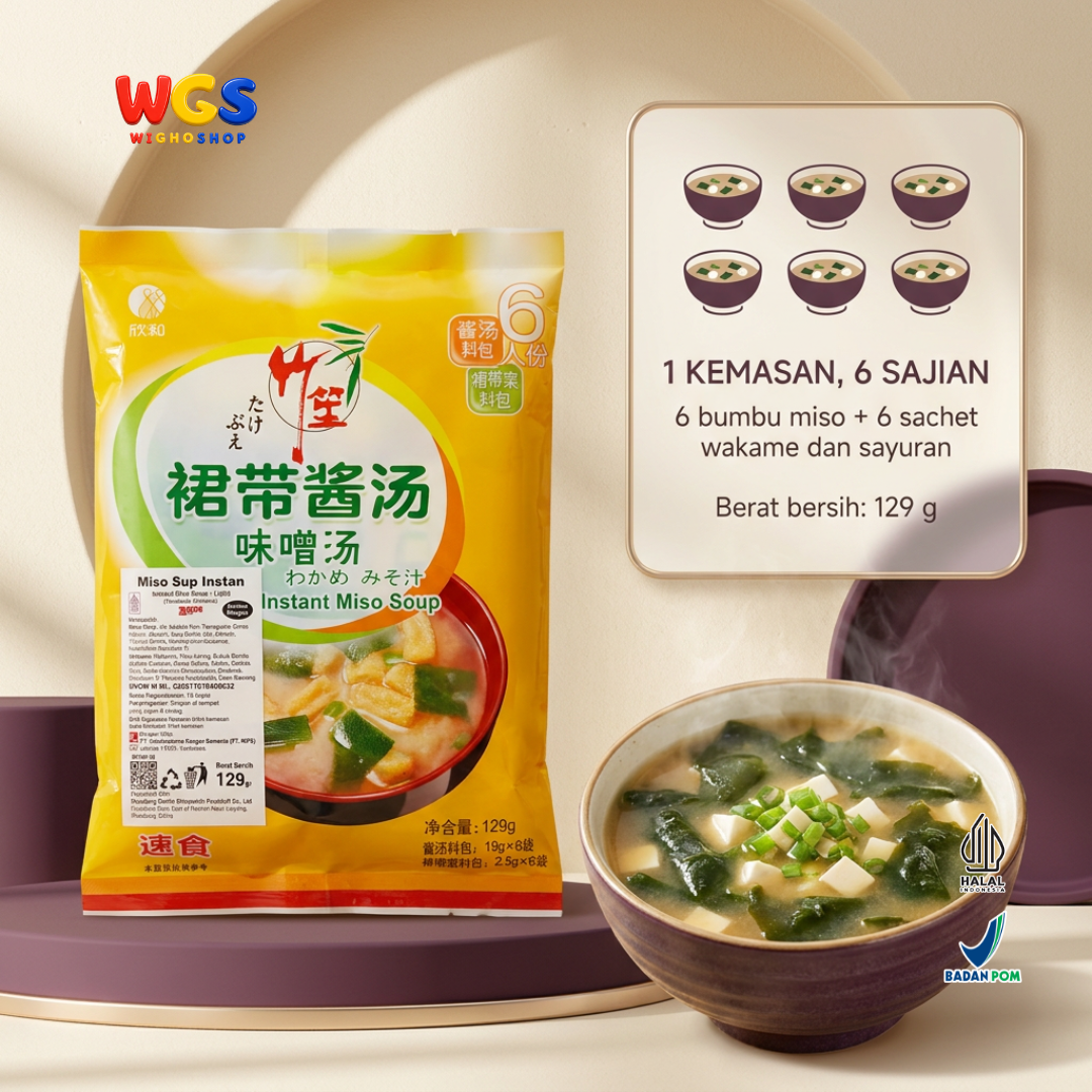 Takebue Miso Soup Instan Light Wakame 129g Isi 6 Sajian - Sup Miso ala Jepang Aroma Ringan