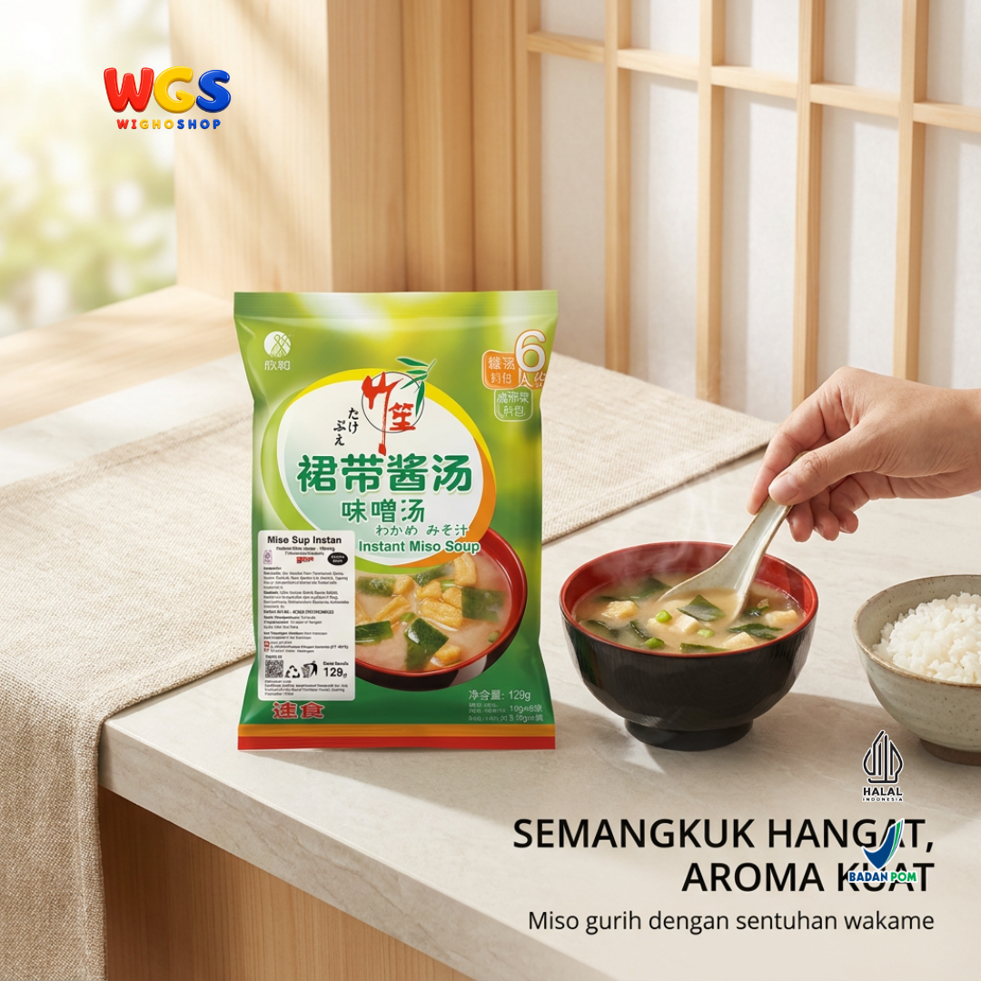 Takebue Miso Soup Instan Strong Wakame 129g Isi 6 Sajian - Sup Miso ala Jepang Aroma Kuat