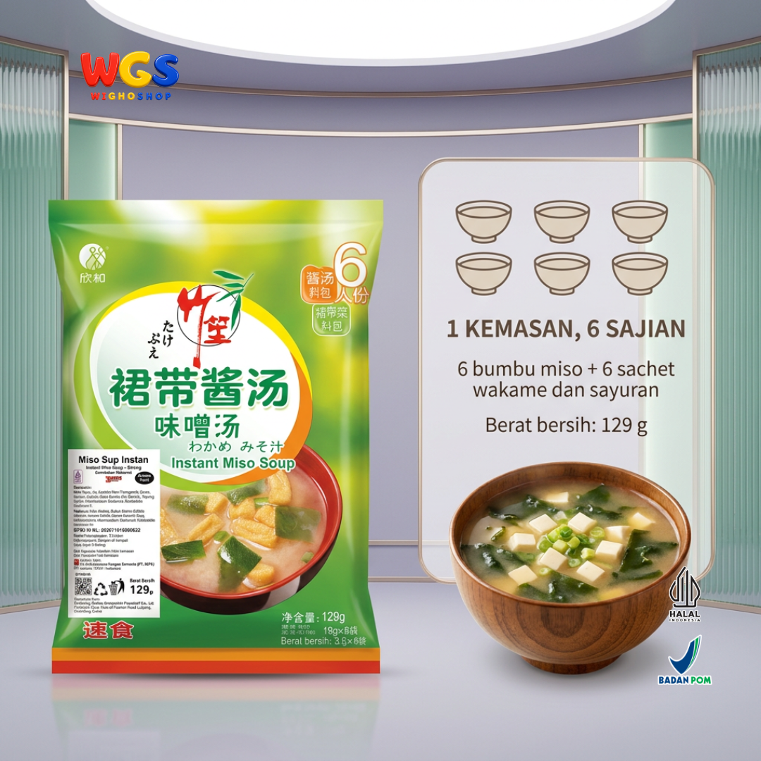 Takebue Miso Soup Instan Strong Wakame 129g Isi 6 Sajian - Sup Miso ala Jepang Aroma Kuat