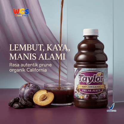 Taylor 100% Organic Prune Juice 946ml - Jus Prune California Jus Buah Plum Kering Tanpa Gula Tambahan USDA Organic