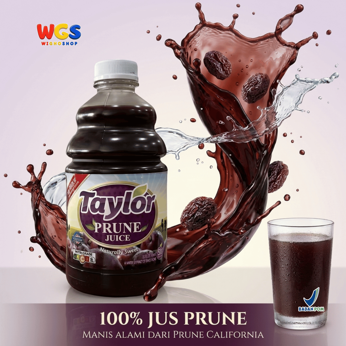 Taylor Prune Juice 946ml - Jus Prune California 100% Jus Buah Plum Kering Manis Alami Tanpa Gula Tambahan