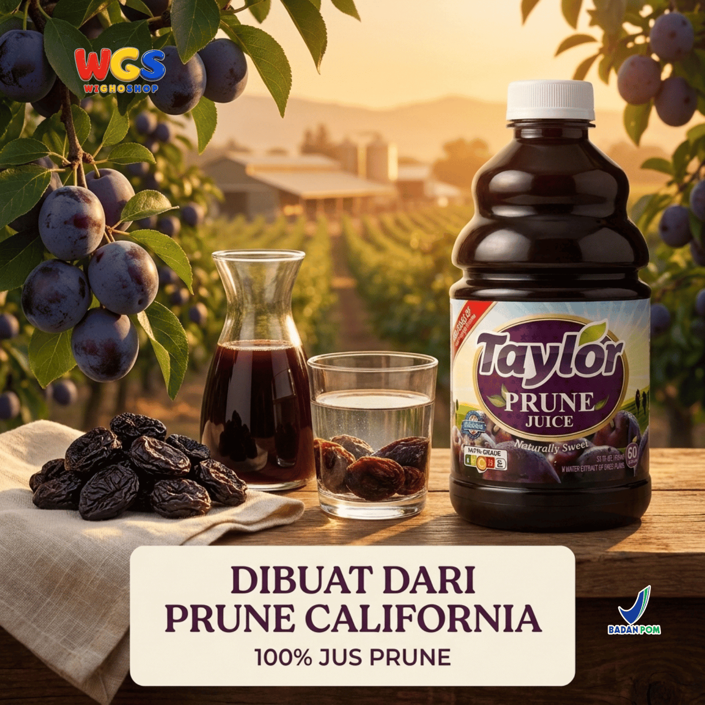 Taylor Prune Juice 946ml - Jus Prune California 100% Jus Buah Plum Kering Manis Alami Tanpa Gula Tambahan