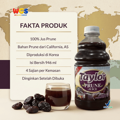 Taylor Prune Juice 946ml - Jus Prune California 100% Jus Buah Plum Kering Manis Alami Tanpa Gula Tambahan