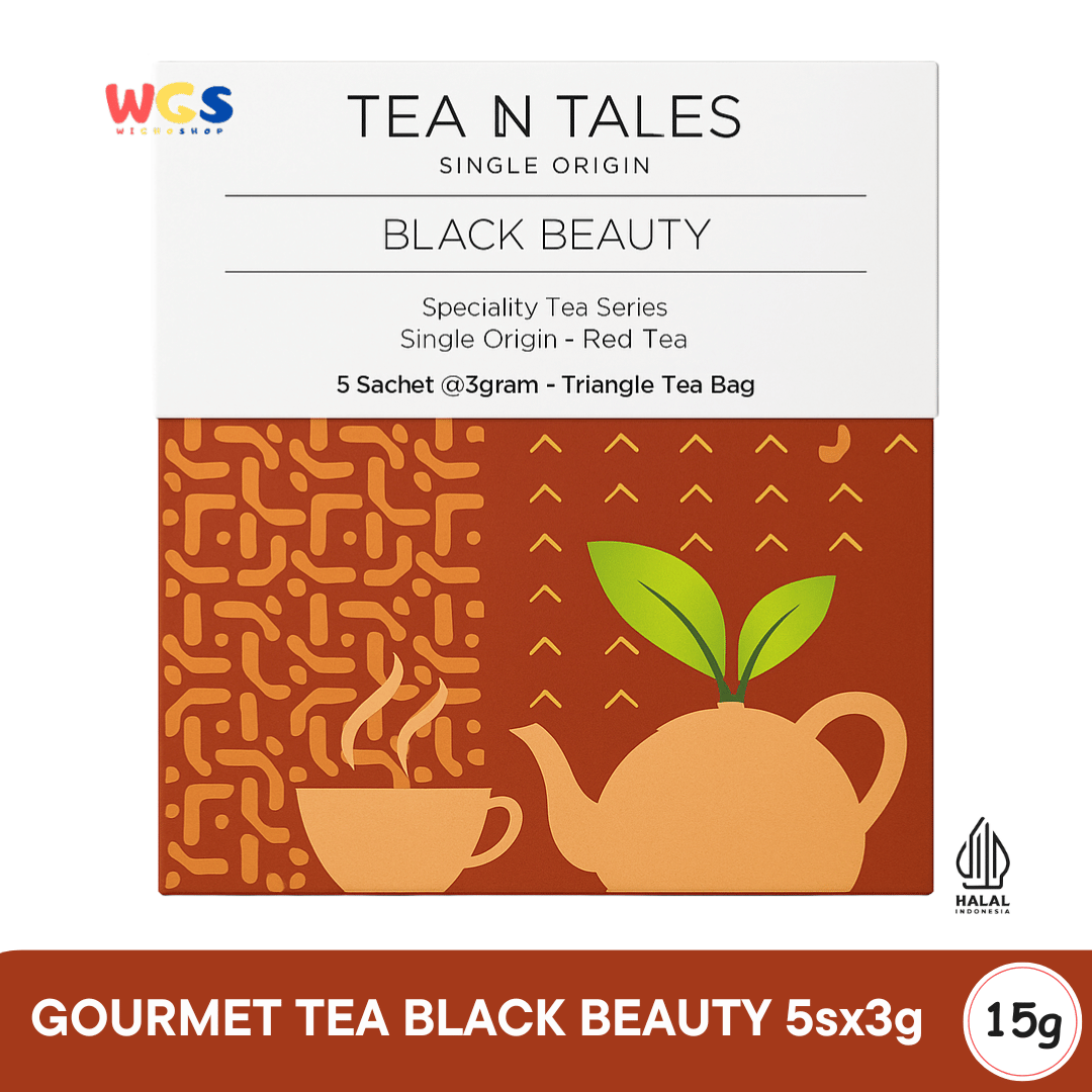 Tea N Tales Gourmet Tea Black Beauty 15gr (5x3gr) – Teh Segitiga Teh Merah Single Origin Kuat Nikmat