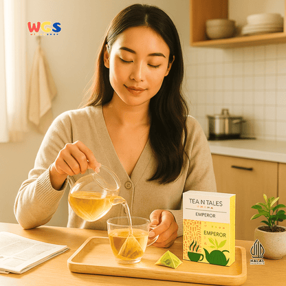 Tea N Tales Gourmet Tea Emperor 15gr (5x3gr) – Teh Segitiga Teh Kuning Single Origin Lembut & Elegan