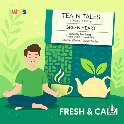 Tea N Tales Gourmet Tea Green Heart 15gr (5x3gr) – Teh Segitiga Teh Hijau Single Origin Segar Tenang