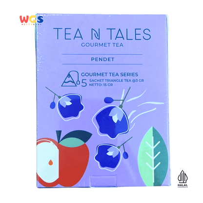 Tea N Tales Gourmet Tea Pendet 15gr (5x3gr) – Teh Segitiga Putih Apel & Telang Wangi & Lembut Alami