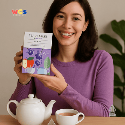 Tea N Tales Gourmet Tea Pendet 15gr (5x3gr) – Teh Segitiga Putih Apel & Telang Wangi & Lembut Alami