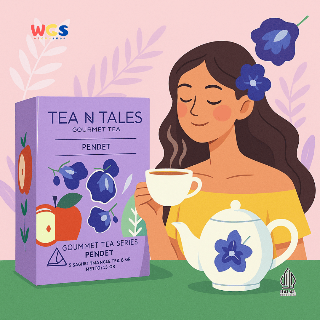 Tea N Tales Gourmet Tea Pendet 15gr (5x3gr) – Teh Segitiga Putih Apel & Telang Wangi & Lembut Alami