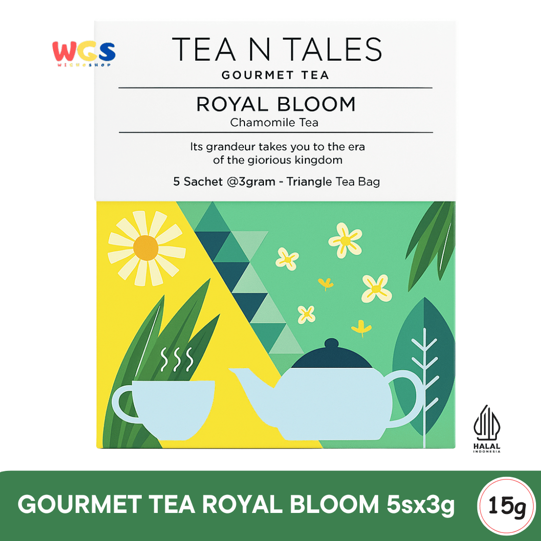 Tea N Tales Gourmet Tea Royal Bloom 15gr (5x3gr) – Teh Segitiga Chamomile, Pandan & Teh Hijau Tenang