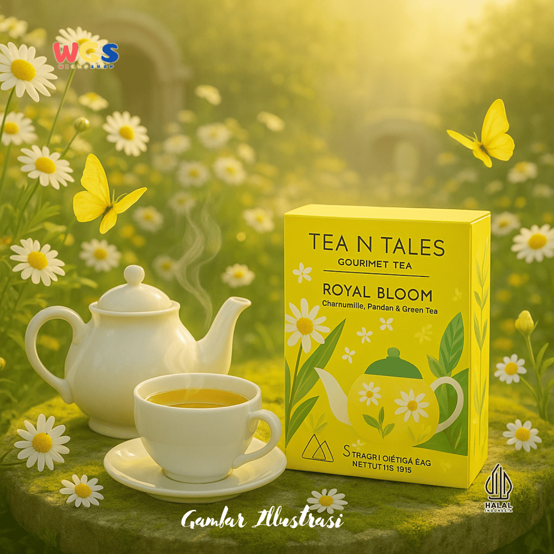 Tea N Tales Gourmet Tea Royal Bloom 15gr (5x3gr) – Teh Segitiga Chamomile, Pandan & Teh Hijau Tenang