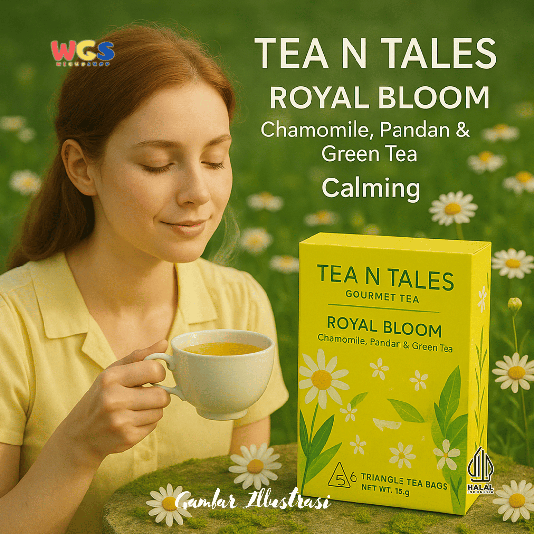 Tea N Tales Gourmet Tea Royal Bloom 15gr (5x3gr) – Teh Segitiga Chamomile, Pandan & Teh Hijau Tenang