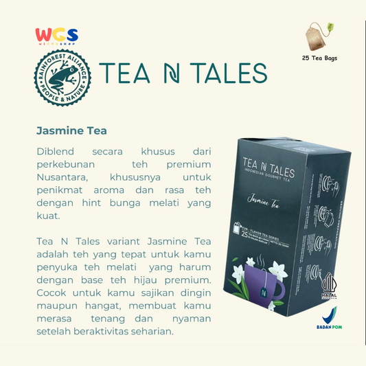 Tea N Tales Jasmine Tea 25 Tea Bags - 50gr | Teh Hijau Premium Aroma Melati Menenangkan