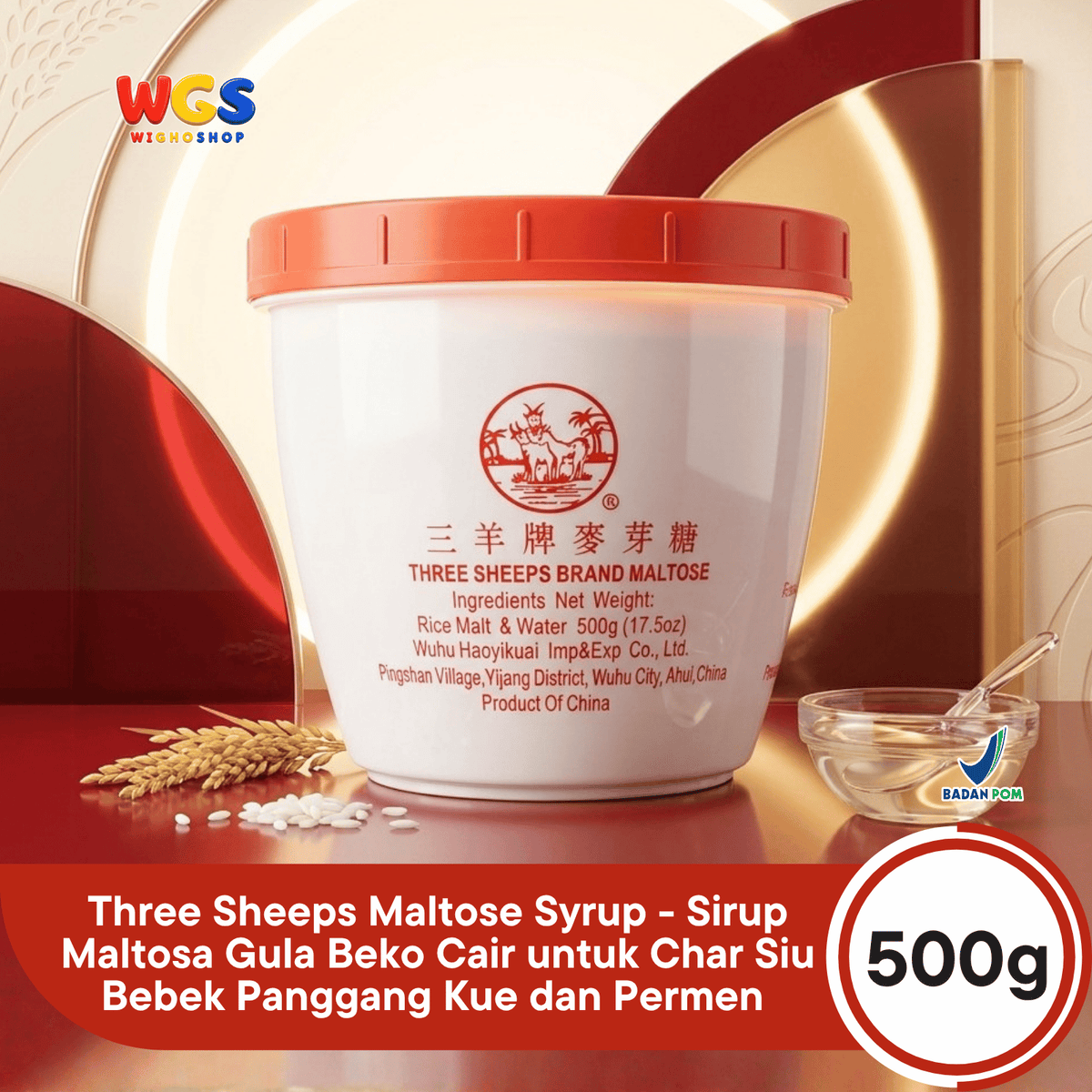 Three Sheeps Maltose Syrup 500g - Sirup Maltosa Gula Beko Cair untuk Char Siu Bebek Panggang Kue dan Permen