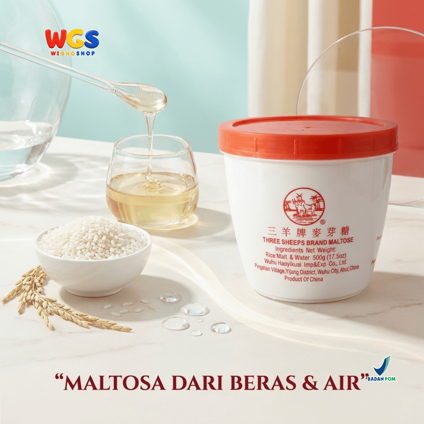 Three Sheeps Maltose Syrup 500g - Sirup Maltosa Gula Beko Cair untuk Char Siu Bebek Panggang Kue dan Permen