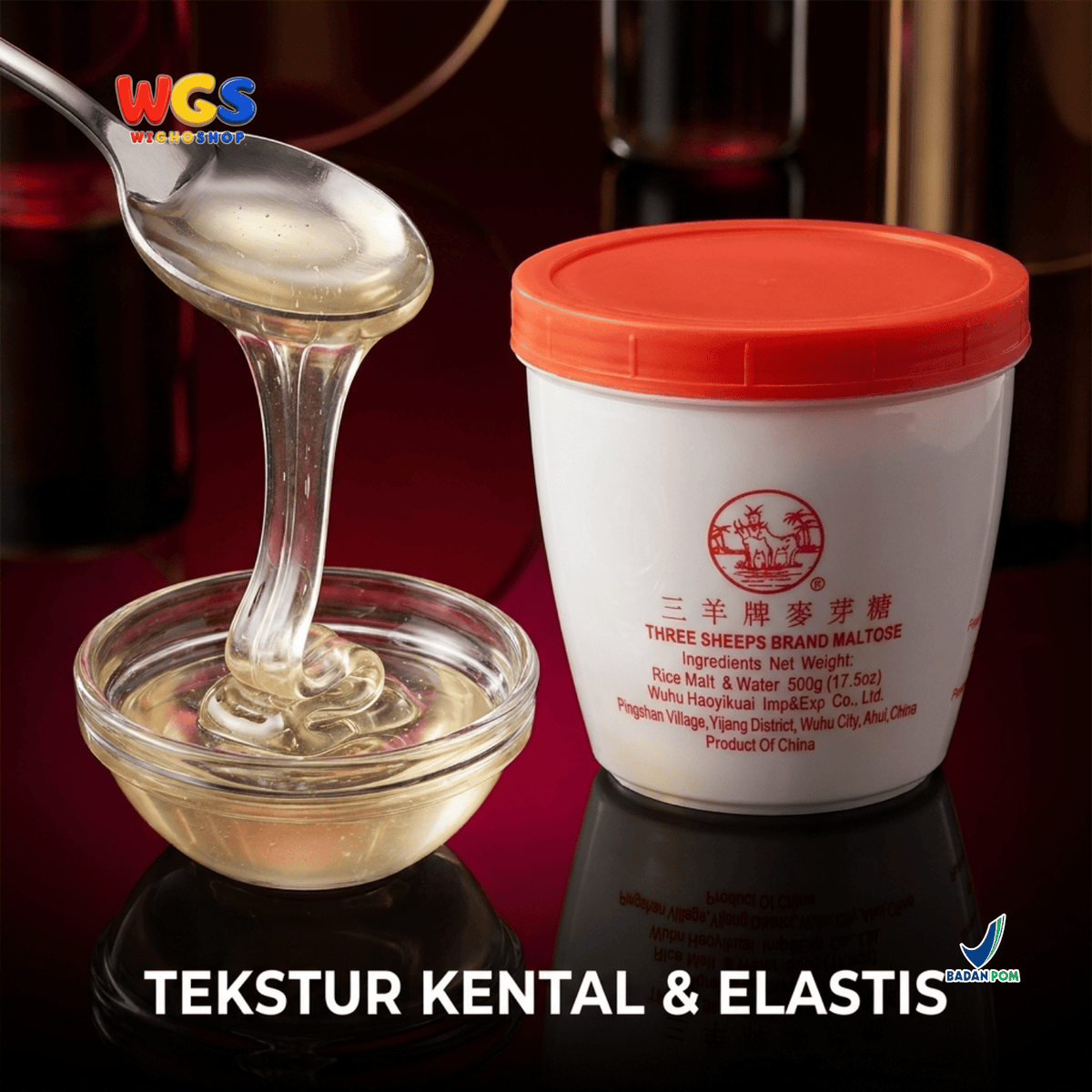 Three Sheeps Maltose Syrup 500g - Sirup Maltosa Gula Beko Cair untuk Char Siu Bebek Panggang Kue dan Permen
